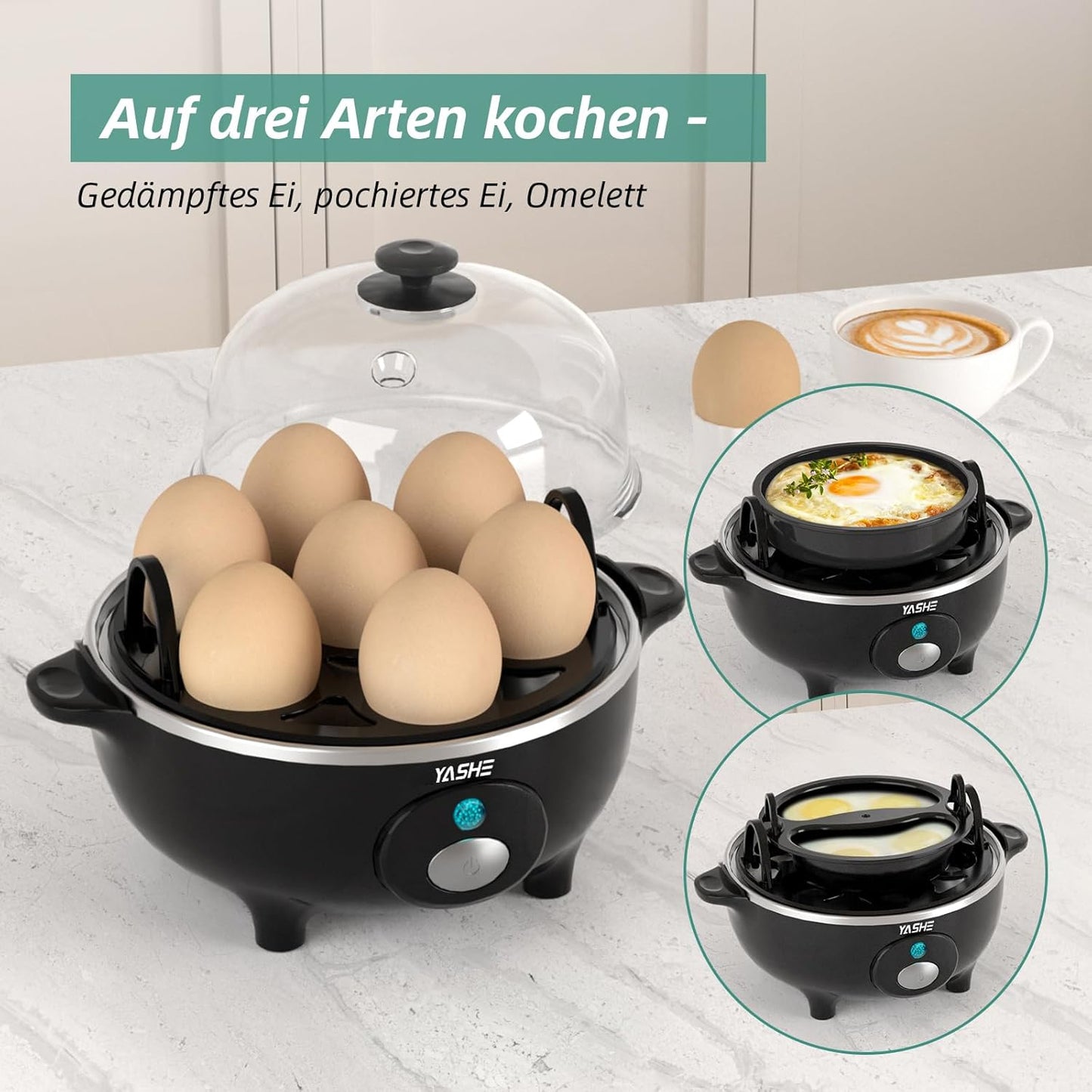 Multifunktioneller Eierkocher mit Signalton