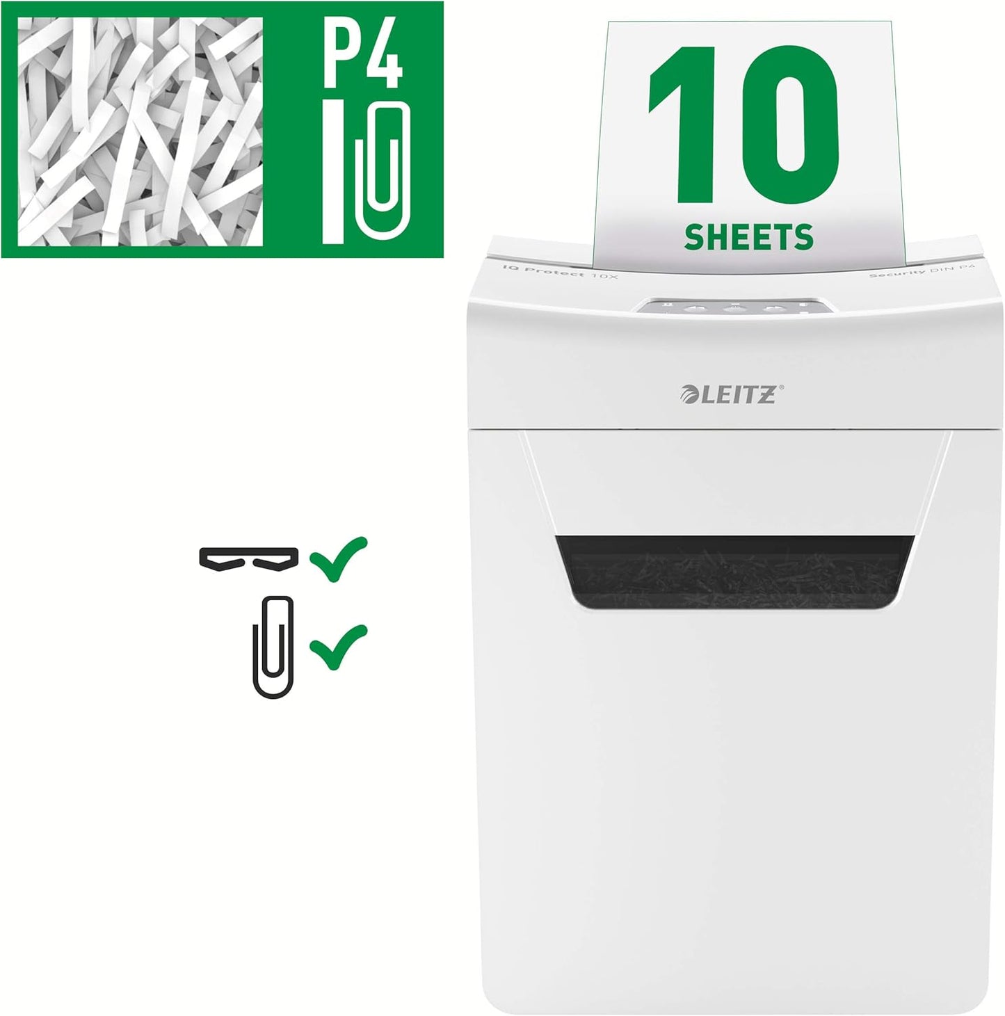 IQ Premium 10X Aktenvernichter, 10 Blatt Partikelschnitt
