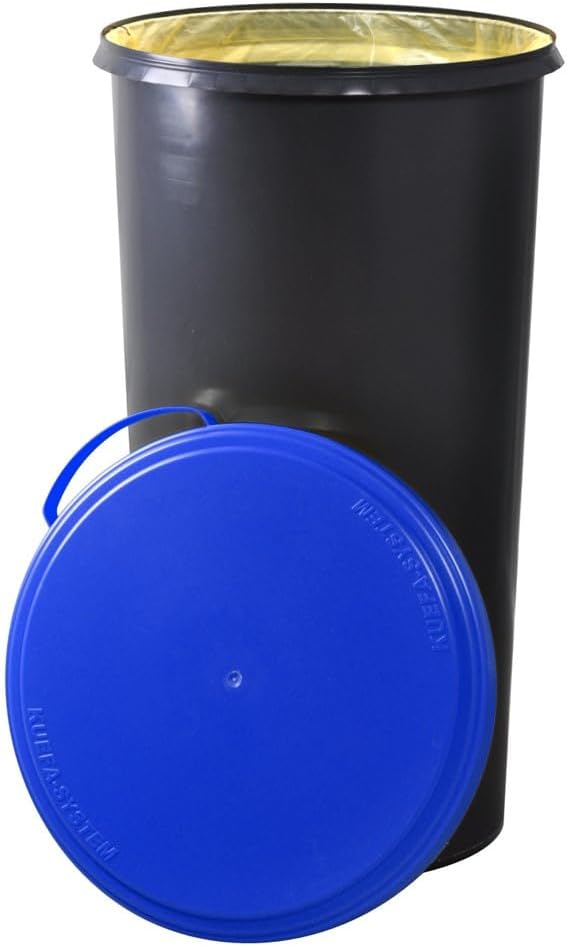 Müllsackständer mit flachem Deckel, Blau