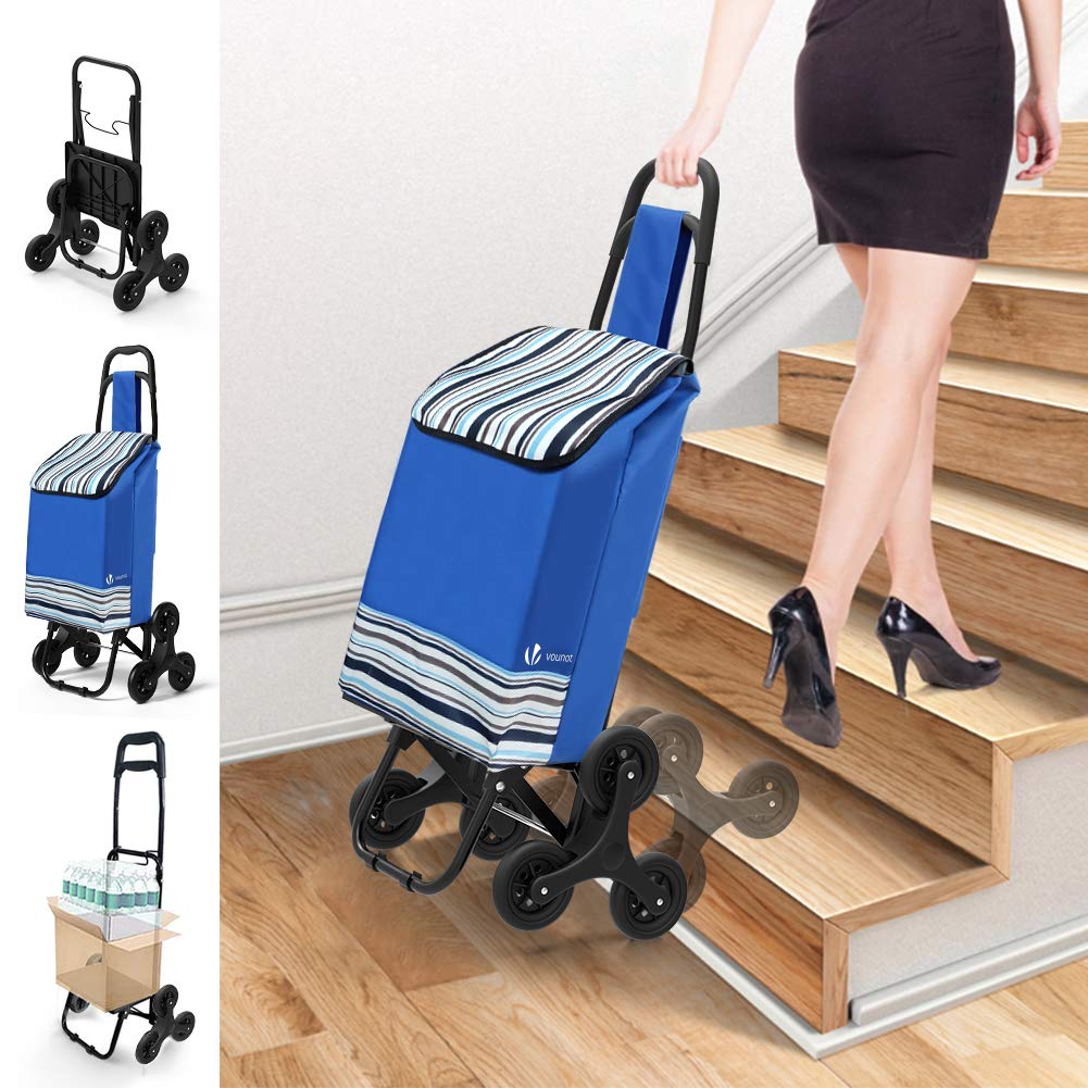 Klappbarer Einkaufstrolley mit Treppensteiger, Blau