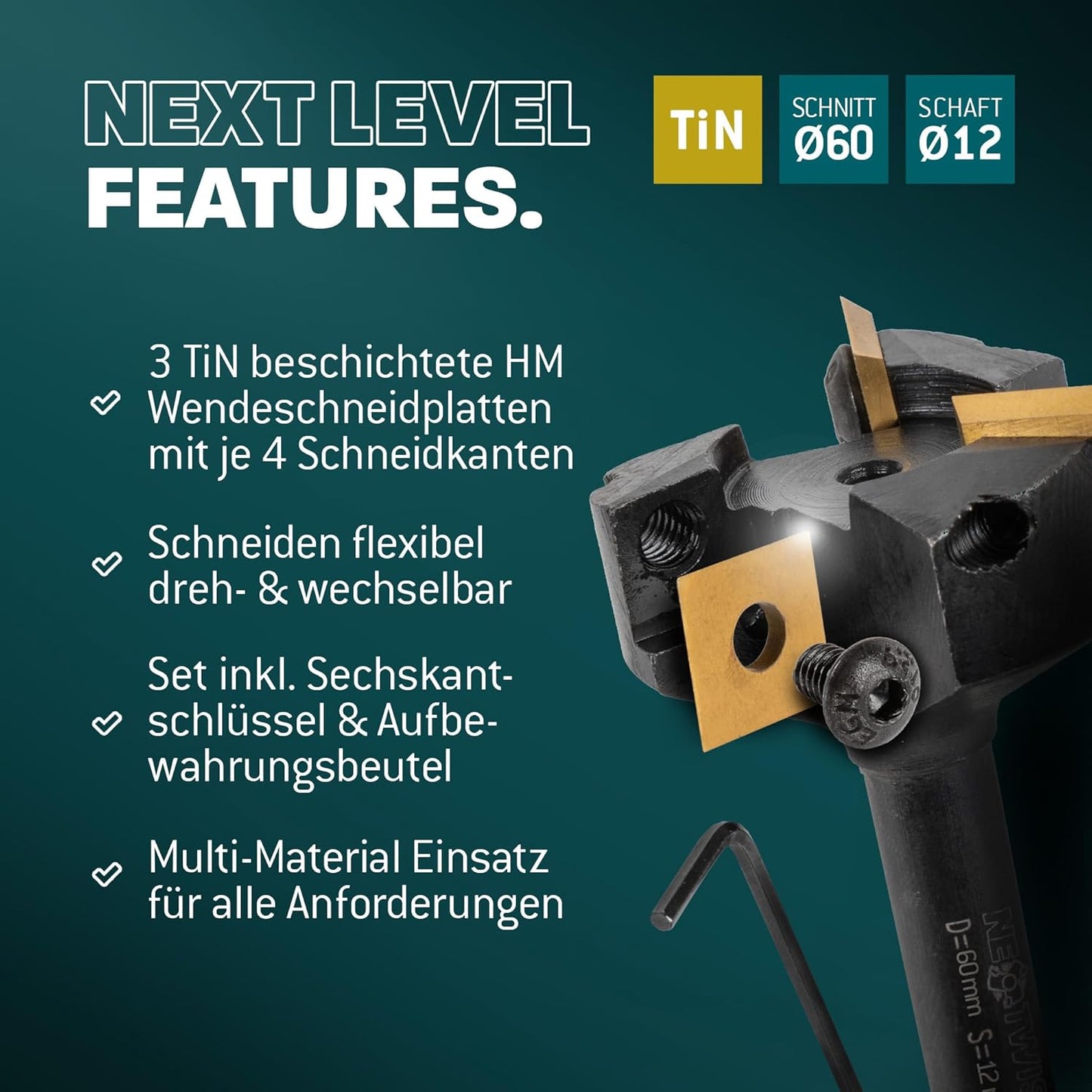 NeoTwister Planfräser für Oberfräse, Planfräser "NeoTwister" Ø 60 mm