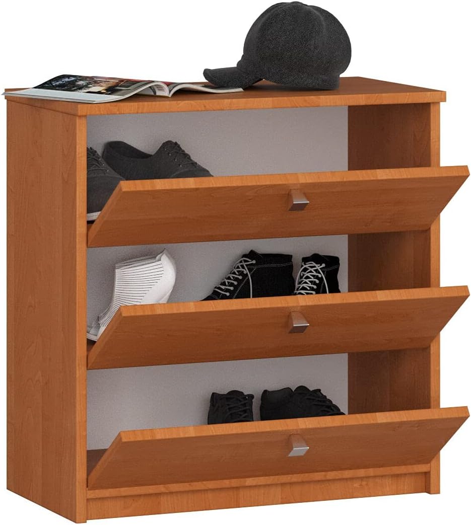 Schuhschrank mit 3 Klapptüren, Erle