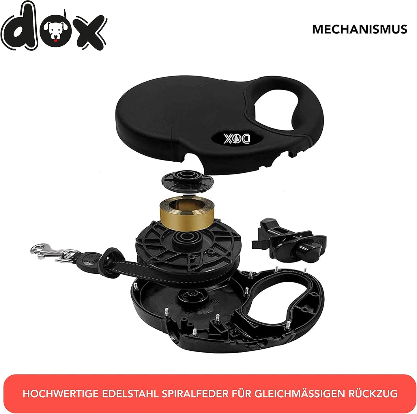 Ausziehbare Hundeleine mit Break & Lock System, S | 4 m | bis 10 kg Rot