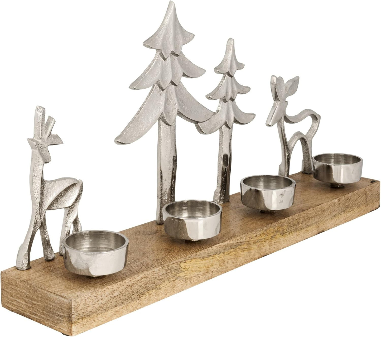 Teelichthalter mit Rentieren Baliguian, Silber 38 X 20 Cm (Lxh)