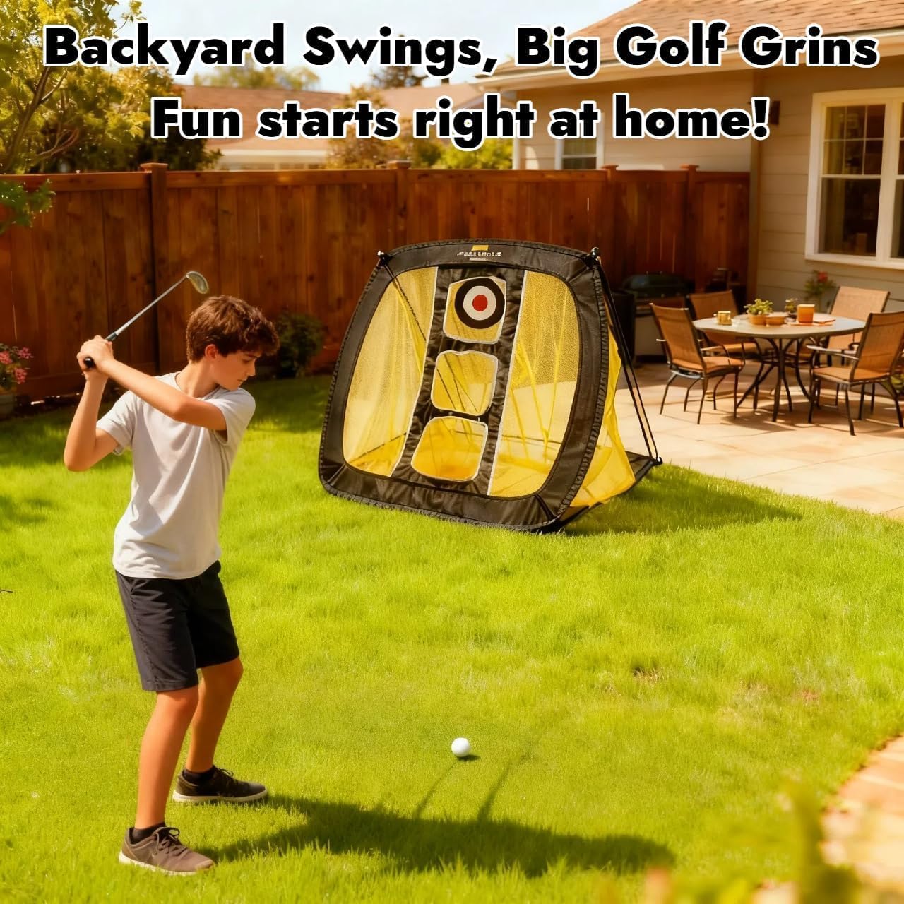 Golf Übungsnetz für Indoor & Outdoor, Black Yellow-64*50*64 CM
