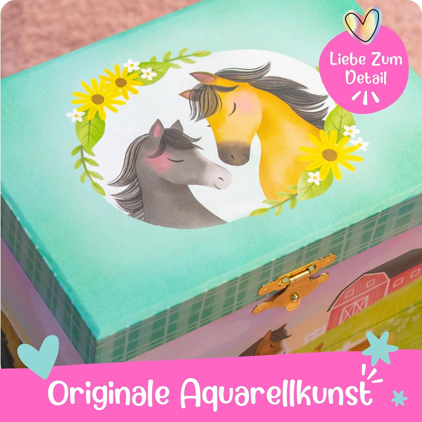 Musik-Schmuckschatulle mit Pferdemotiv für Mädchen, Pferd