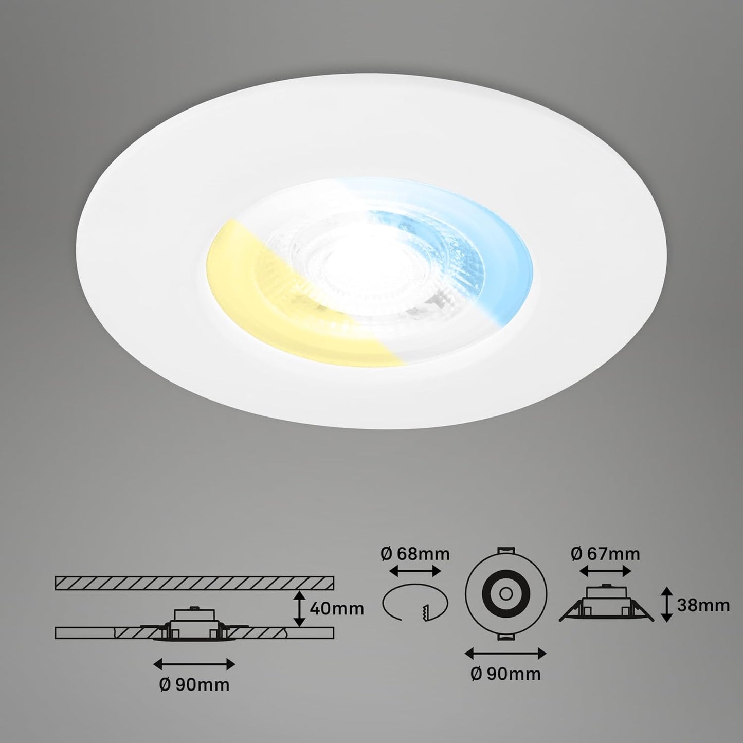 CTS LED Einbauleuchten, 3er-Set, weiss, 3xLED-Platine/4.9W, Weiss