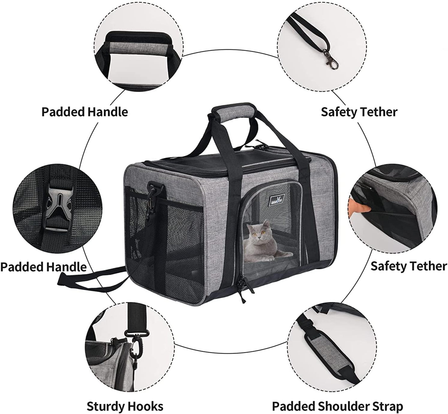 Transportbox für Hunde und Katzen, M Grau