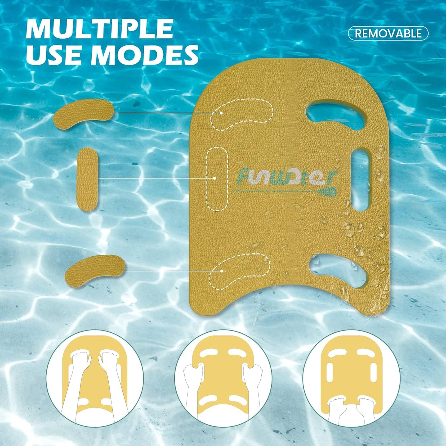 Zweifarbiges Schwimmbrett Kickboard, 47x37cm Gelb-Grün