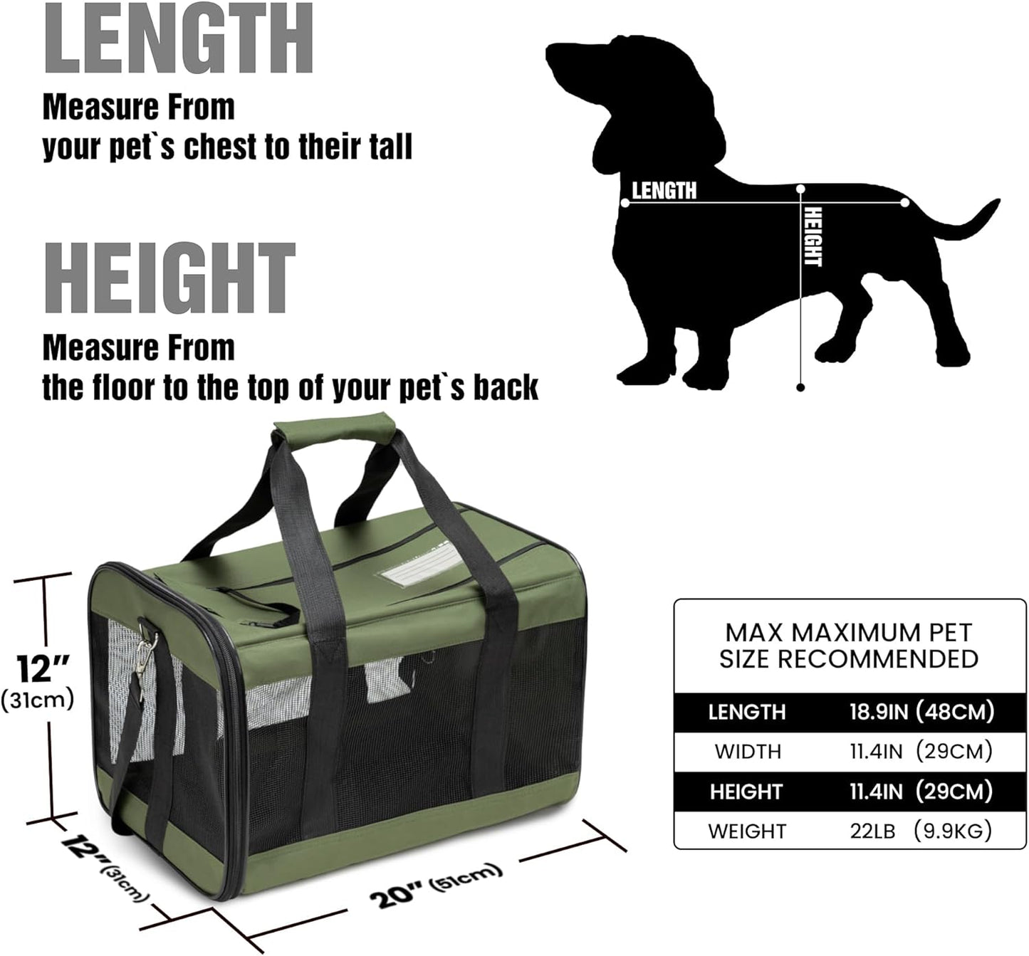 Faltbare Hunde- und Katzentransportbox, Gross Grün