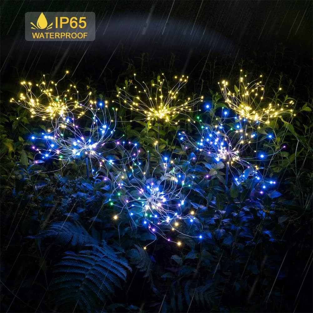 4er-Set Solar-Feuerwerk-Gartenleuchte, 4 X 120 Led Mehrfarbig