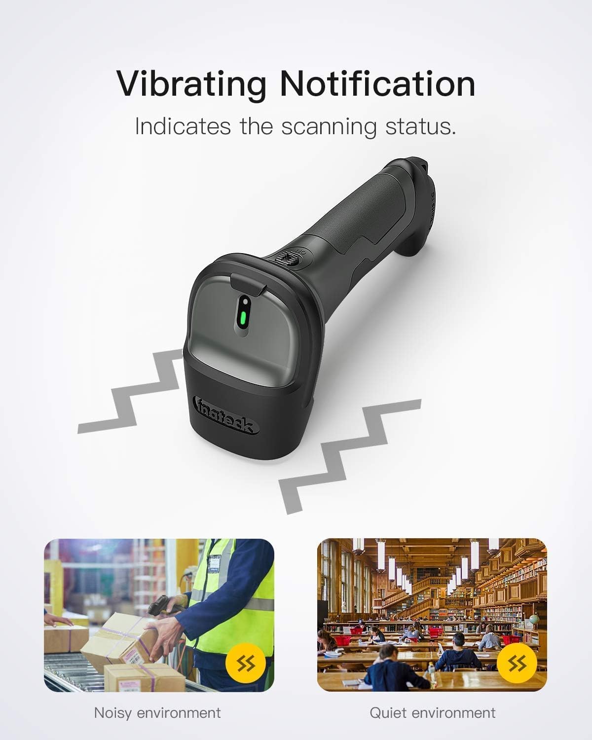 Pro 7 Bluetooth Barcode Scanner mit 100m Reichweite, Dunkelgrau 1D CCD
