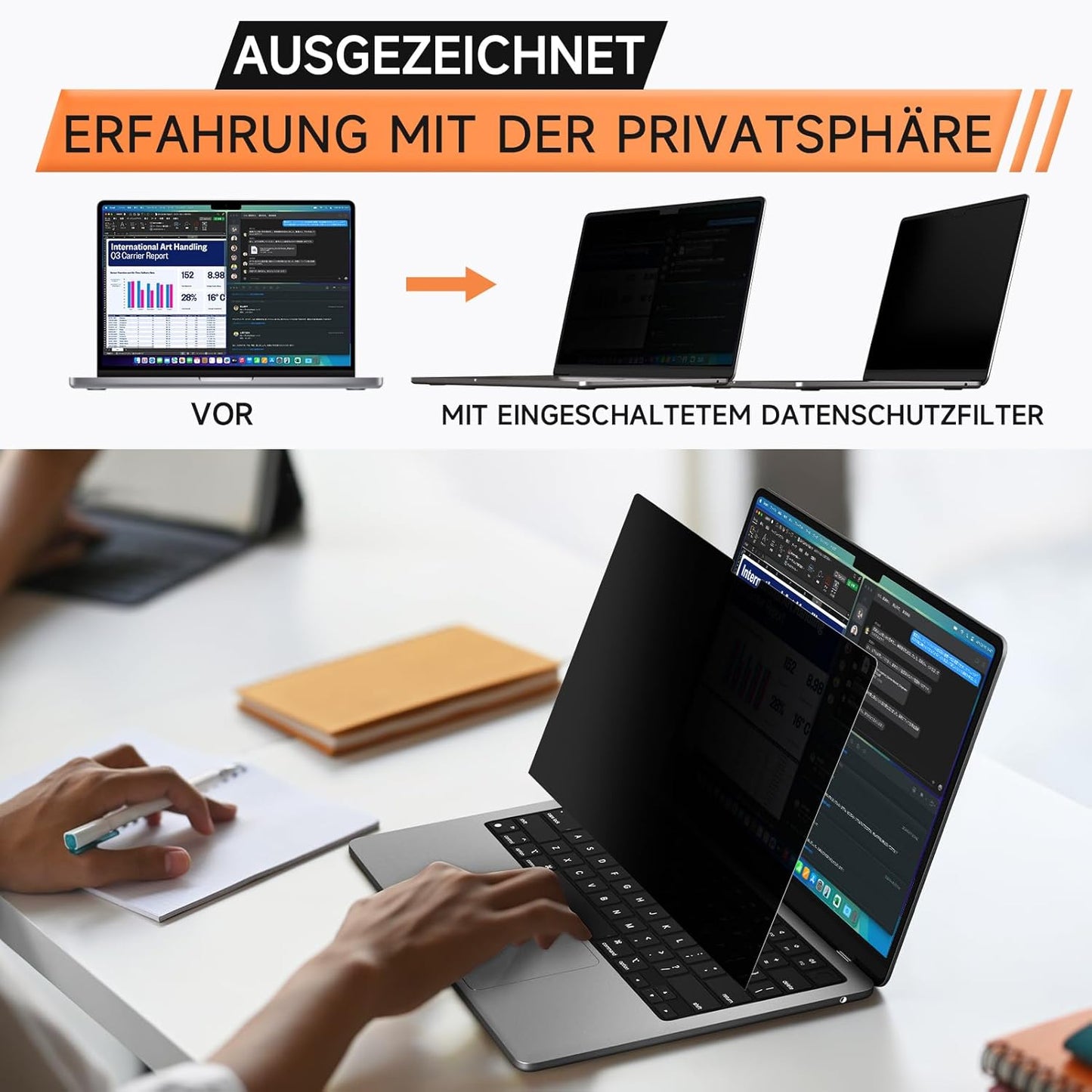 360° Sichtschutzfolie für MacBook Pro & Air, Macbook Pro 13 Zoll