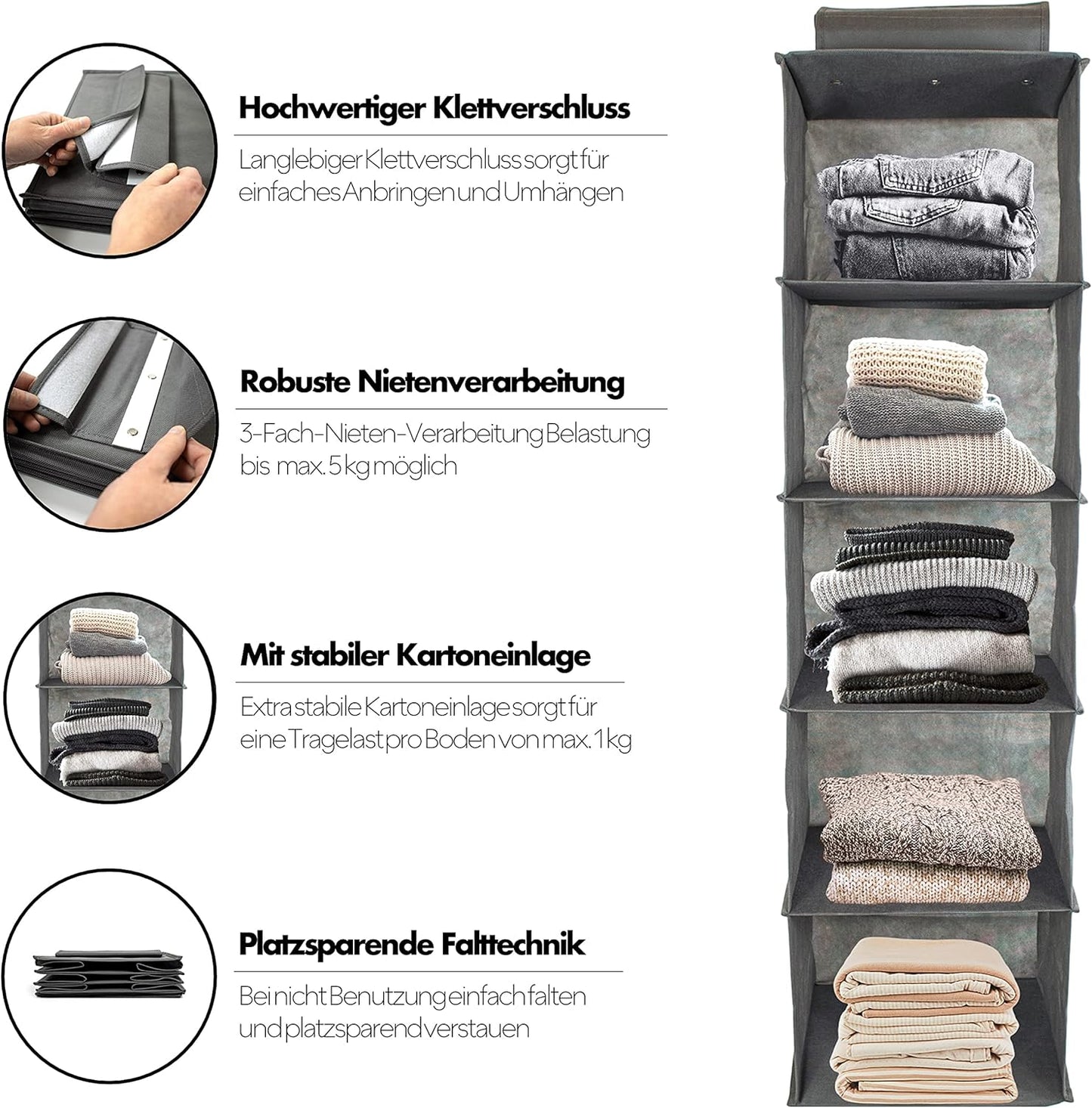 2er-Set Kleiderschrank Organizer, 2 X Hängeregale