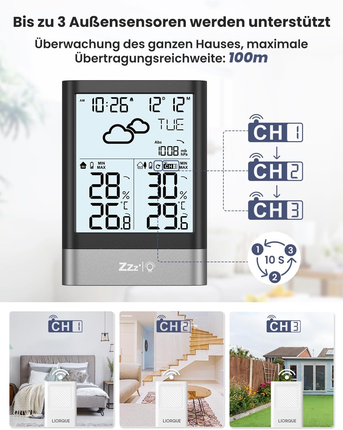 Funkwetterstation, Schwarz/Silber
