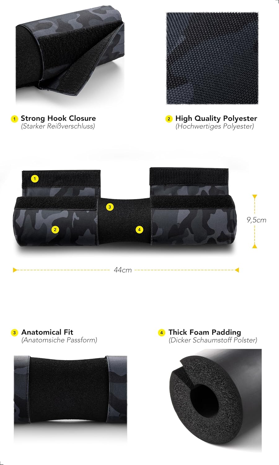 Langhantel Polsterung für Squats & Hip Thrusts, Camo-Black
