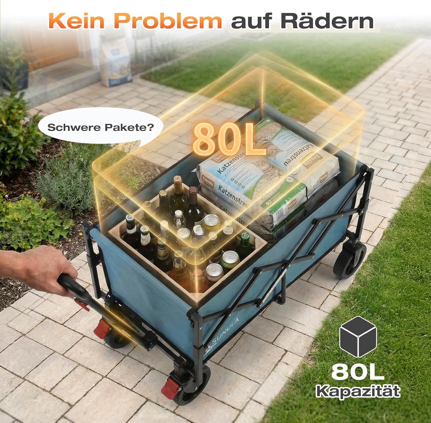 Faltbarer Geländebollerwagen, Blau L：80 L