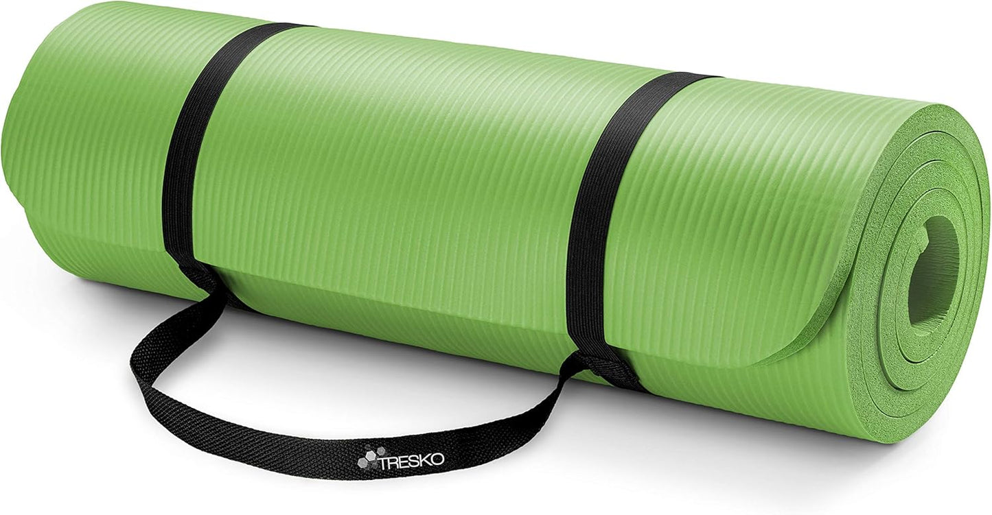Yogamatte mit Tragegurt, Hellgrün 185 x 60 x 1,5cm