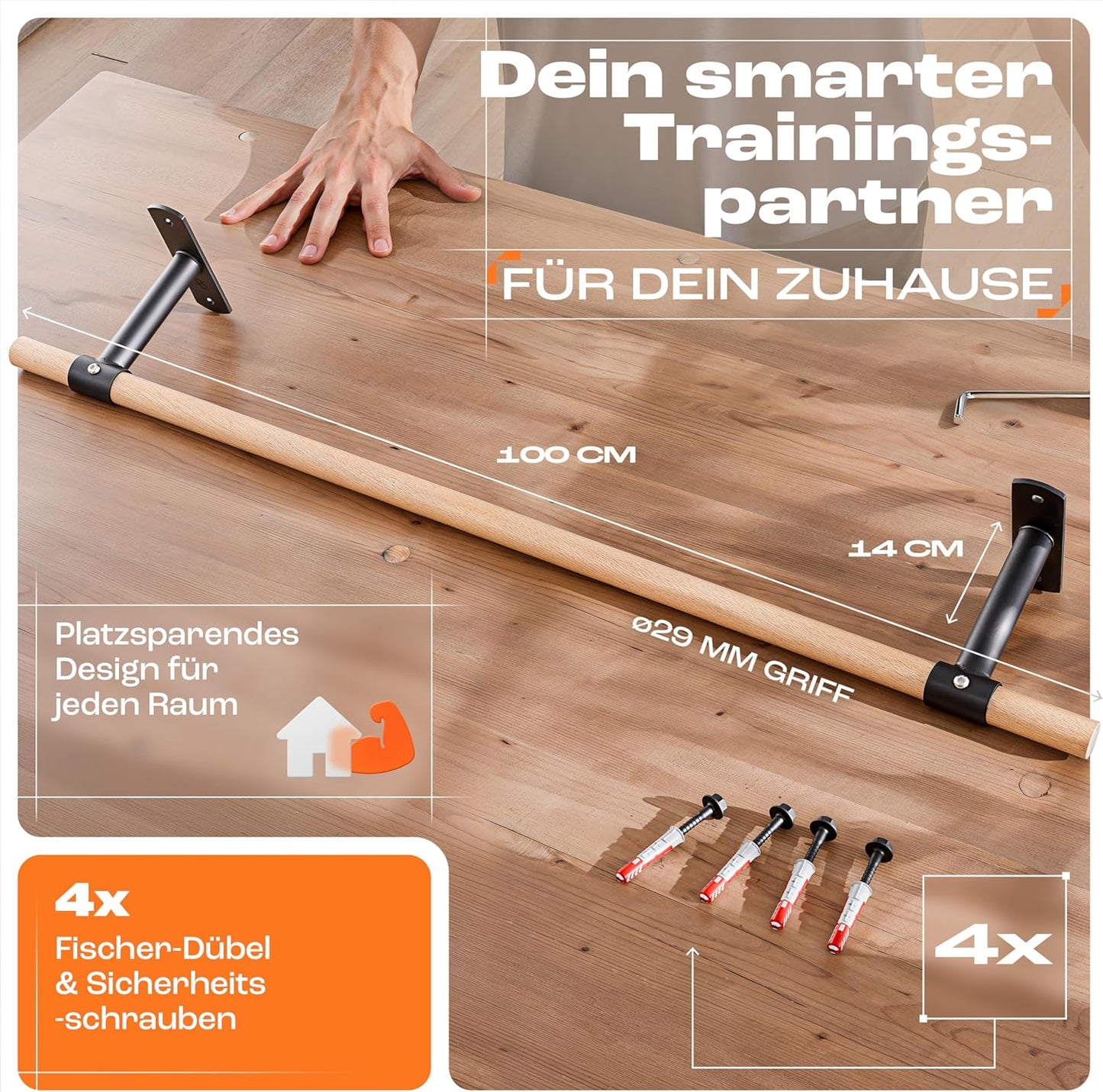 Klimmzugstange zur Wandmontage, holz