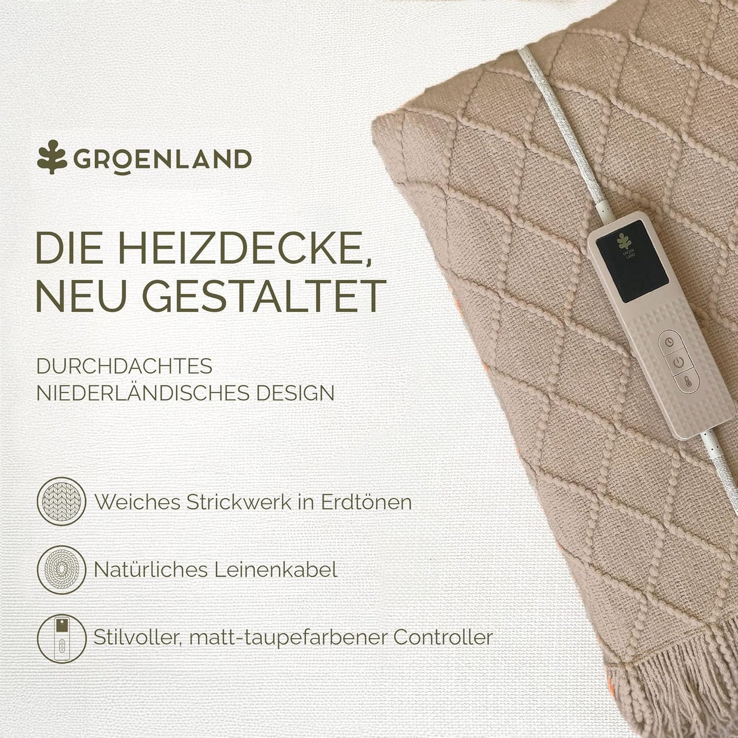 Heizdecke mit Timer & 9 Heizstufen, Taupe Dawn