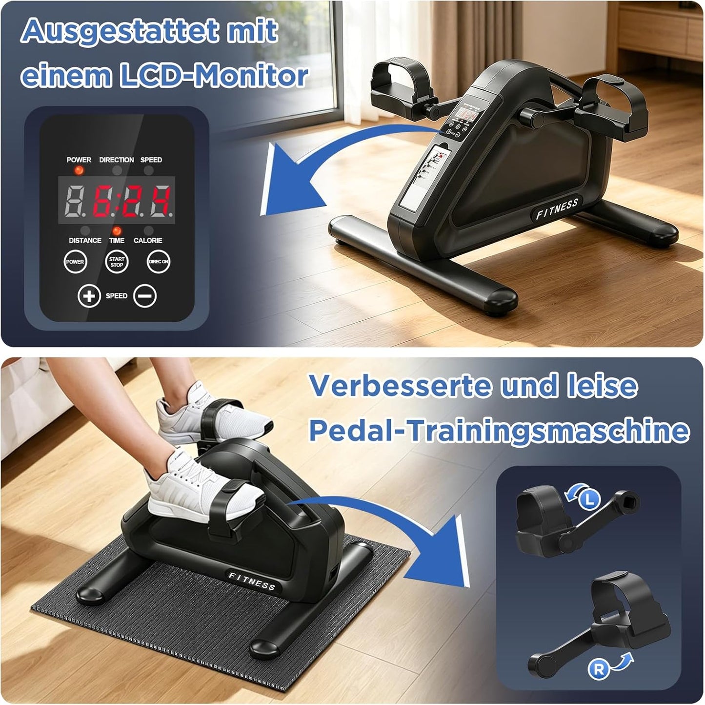Elektrischer Mini Heimtrainer mit LCD & Fernbedienung, 10 Level