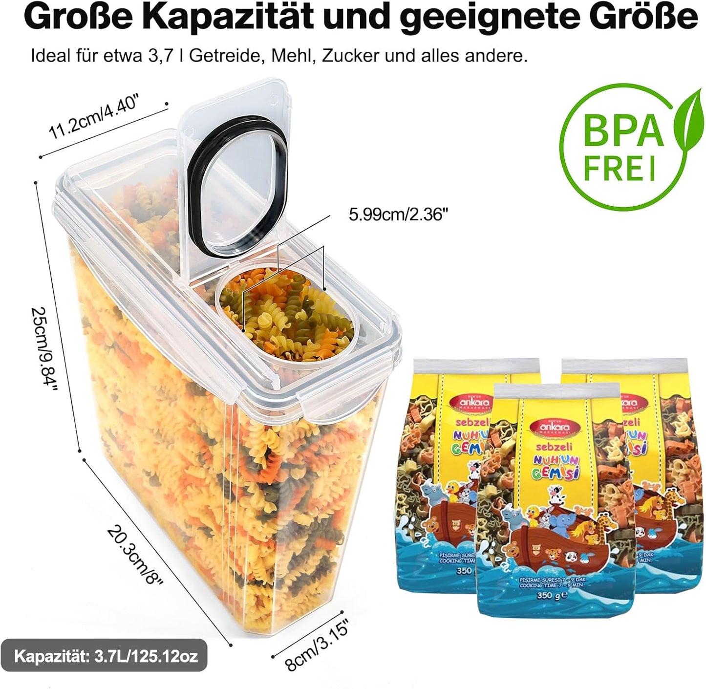3-teiliges Vorratsdosen-Set für Müsli, Getreide, inkl. Zubehör, YH-308-3PCS