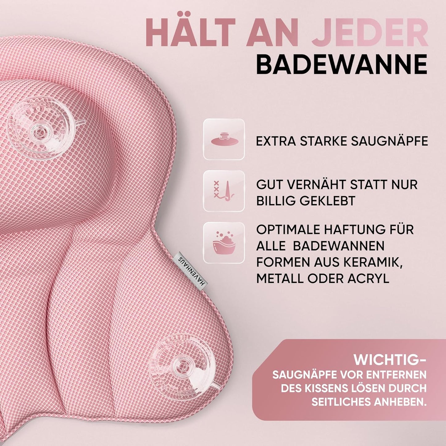 XXL Badewannenkissen, XX-Large Rosé