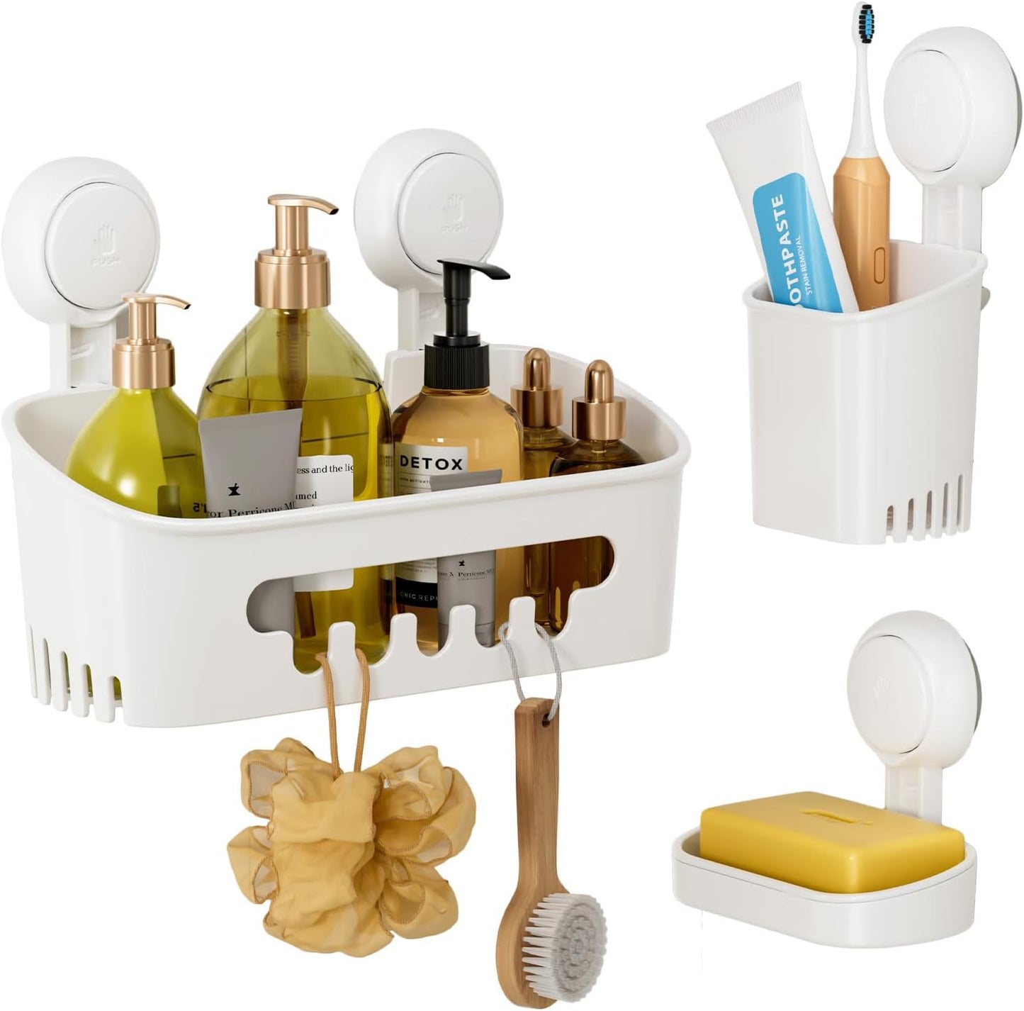 3er-Pack Duschablage ohne Bohren mit Saugnapf, 1 set