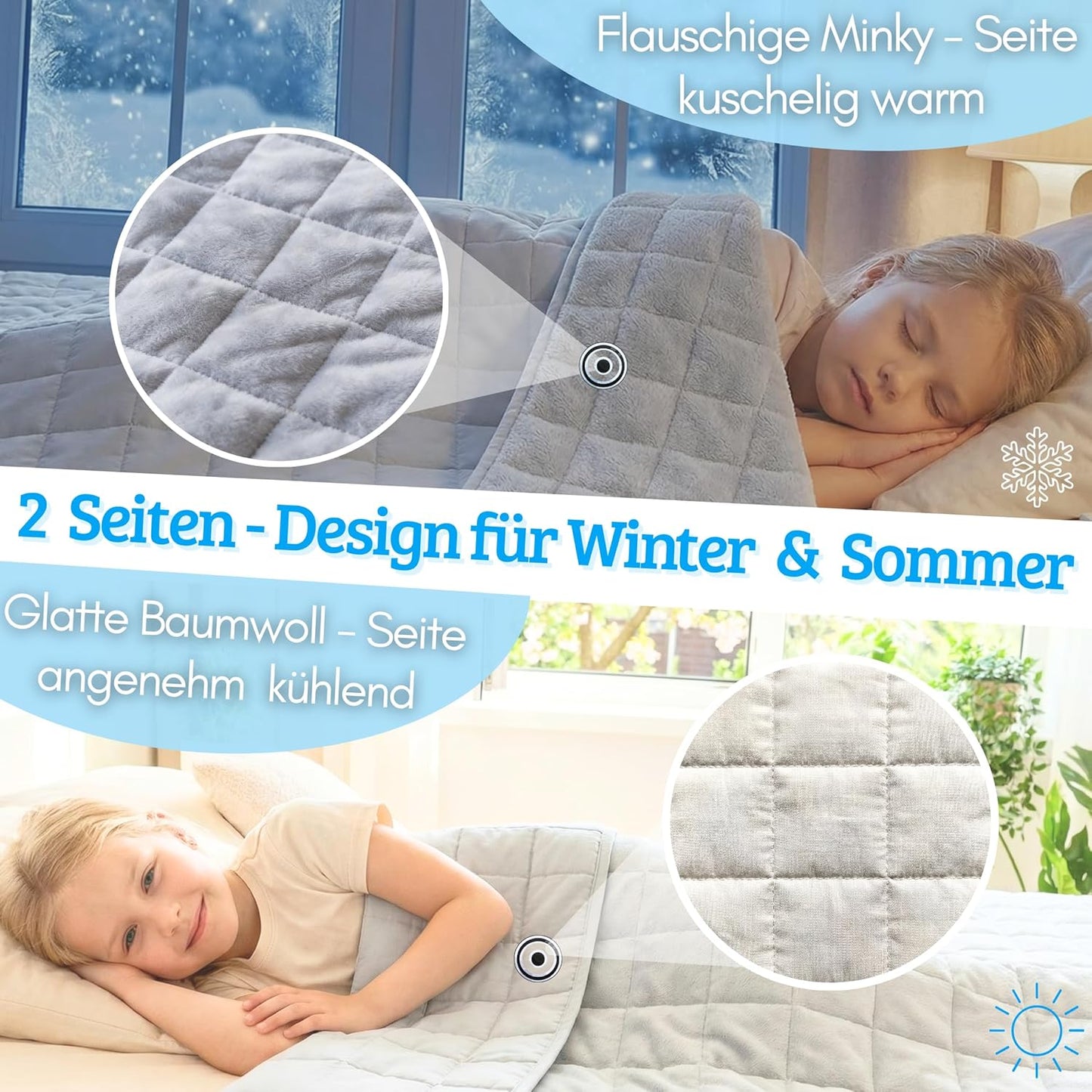 Gewichtsdecke für Kinder, 135 x 200cm, 3.5kg