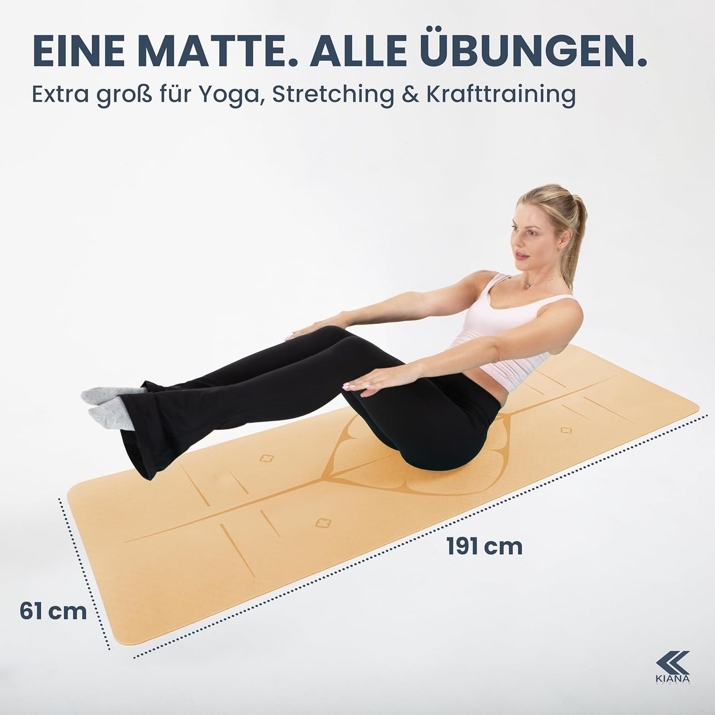 Yogamatte für Yoga & Pilates, 6 mm dick Braun