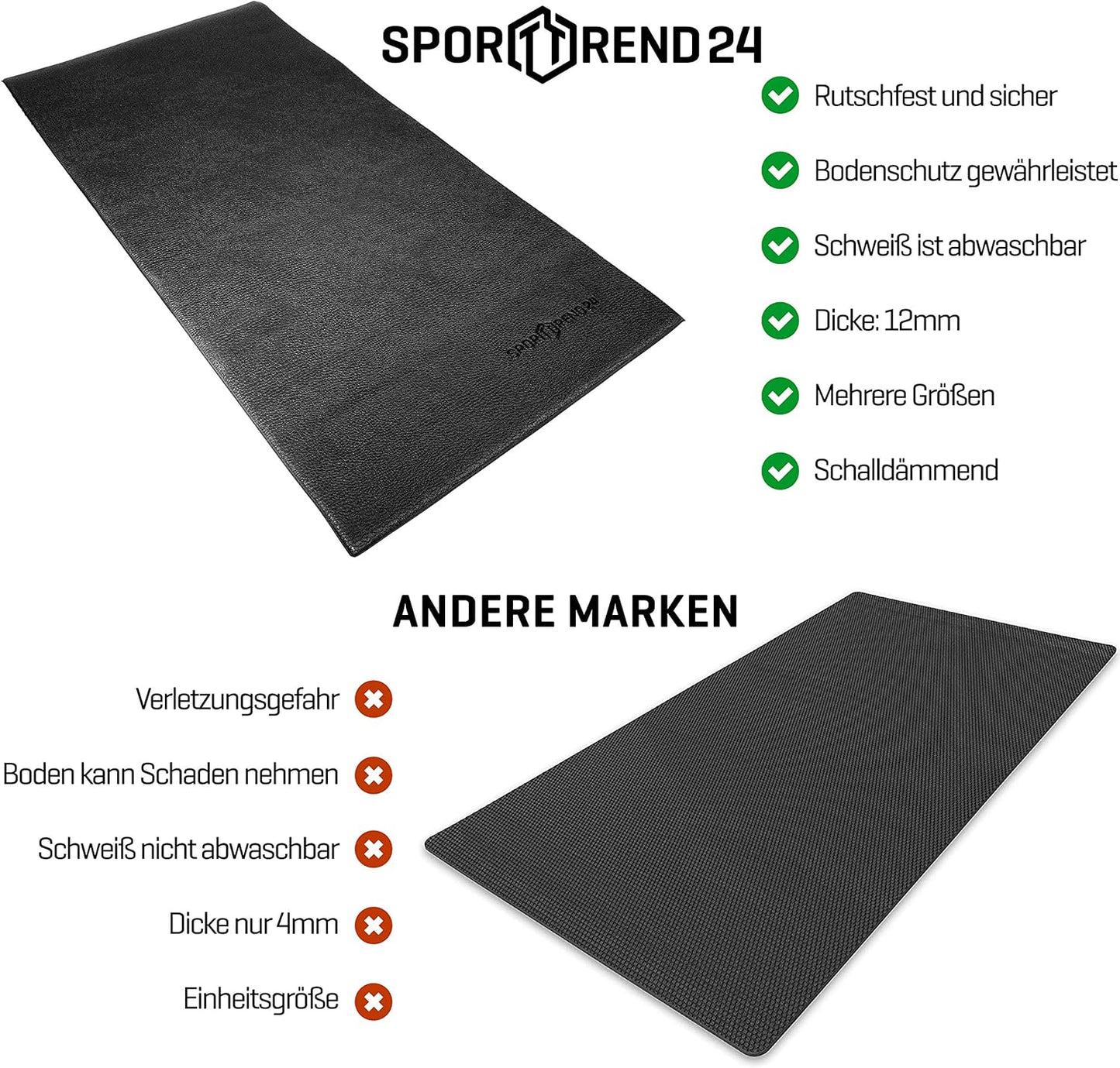 Unterlegmatte für Laufband, Schwarz