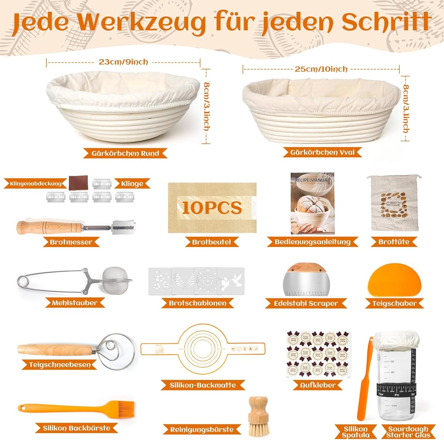 Gärkörbchen Starter-Set für Sauerteigbrot