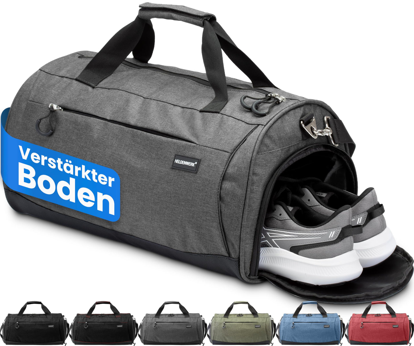 Sport- und Reisetasche mit Schuh- und Nassfach, Grau 58 x 31 x 31 cm (Large 50L)