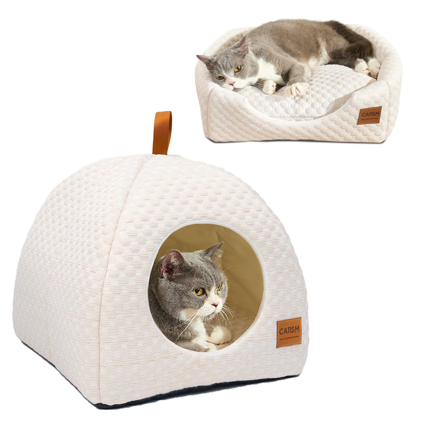 2-in-1 kühlendes Katzenkühlhaus und -bett, Braun