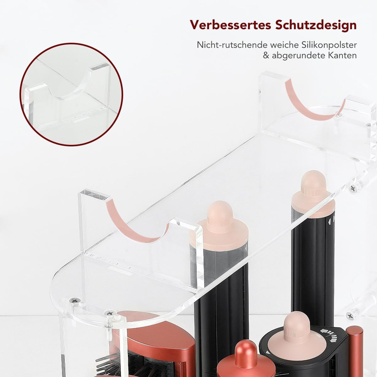 Haartrocknerhalter für Dyson Airwrap, 7 Fächer, Transparenter