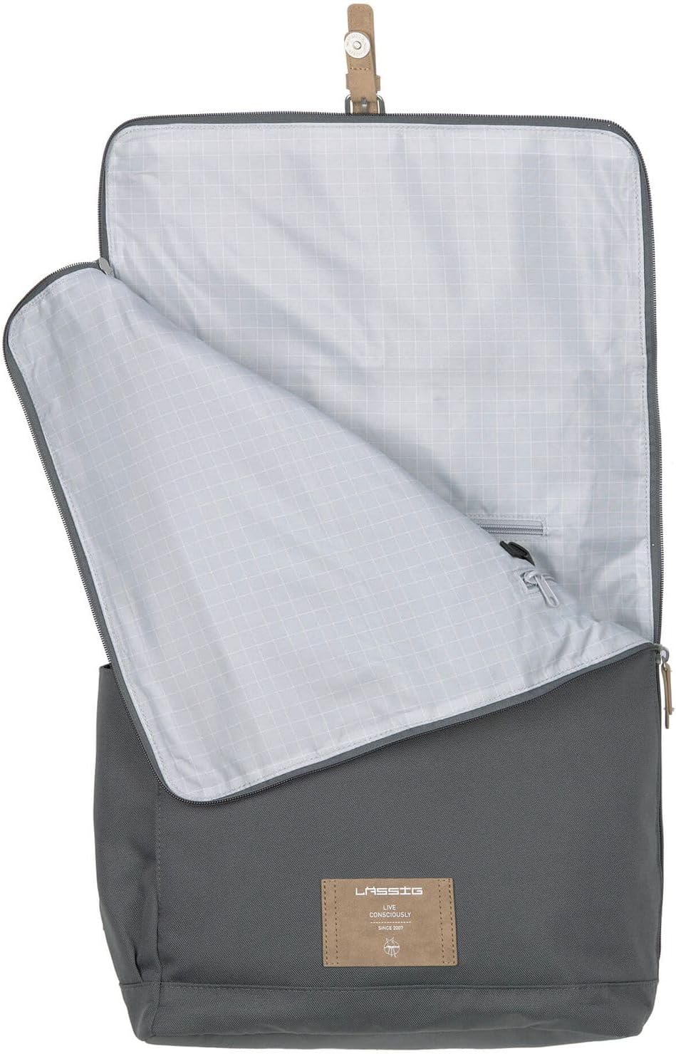 Rolltop Wickelrucksack mit Kinderwagenbefestigung, Dunkelgrau