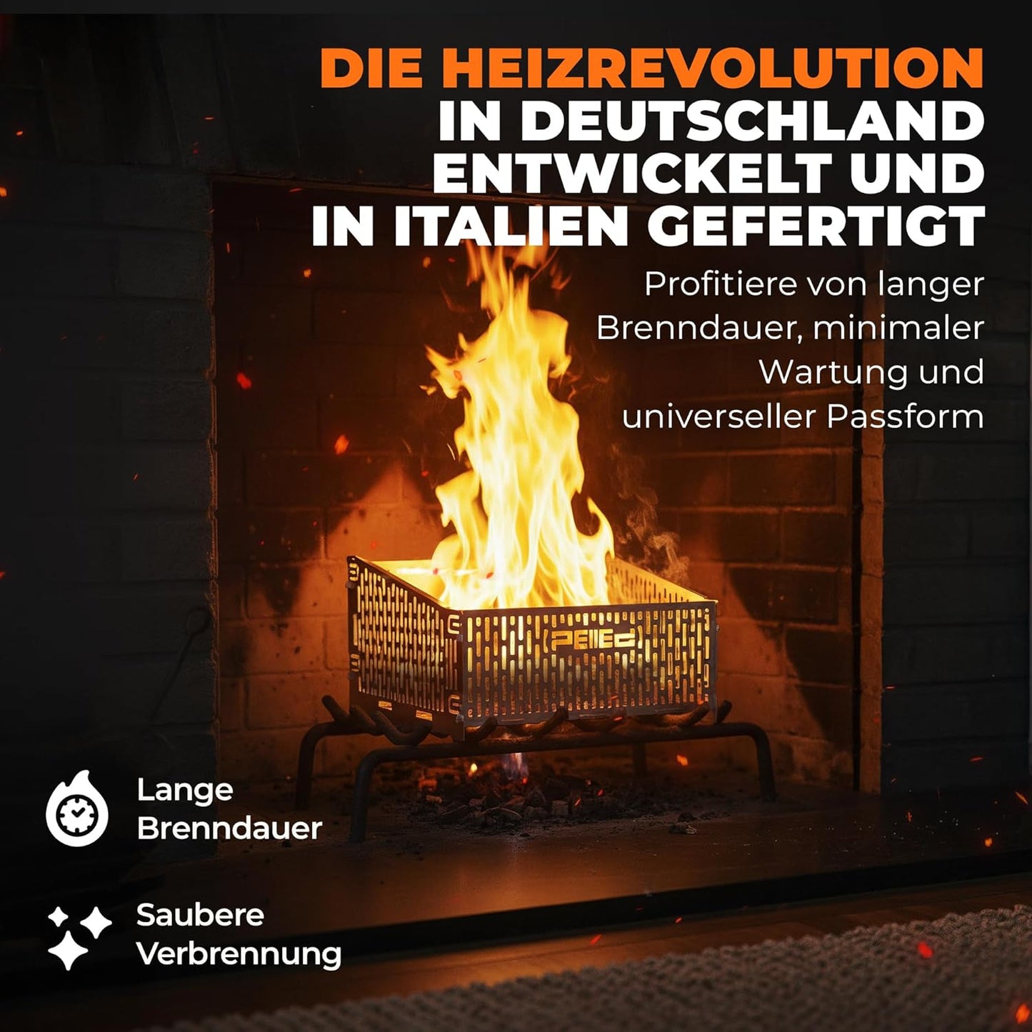 Hitzeresistenter Pelletkorb für Kaminöfen