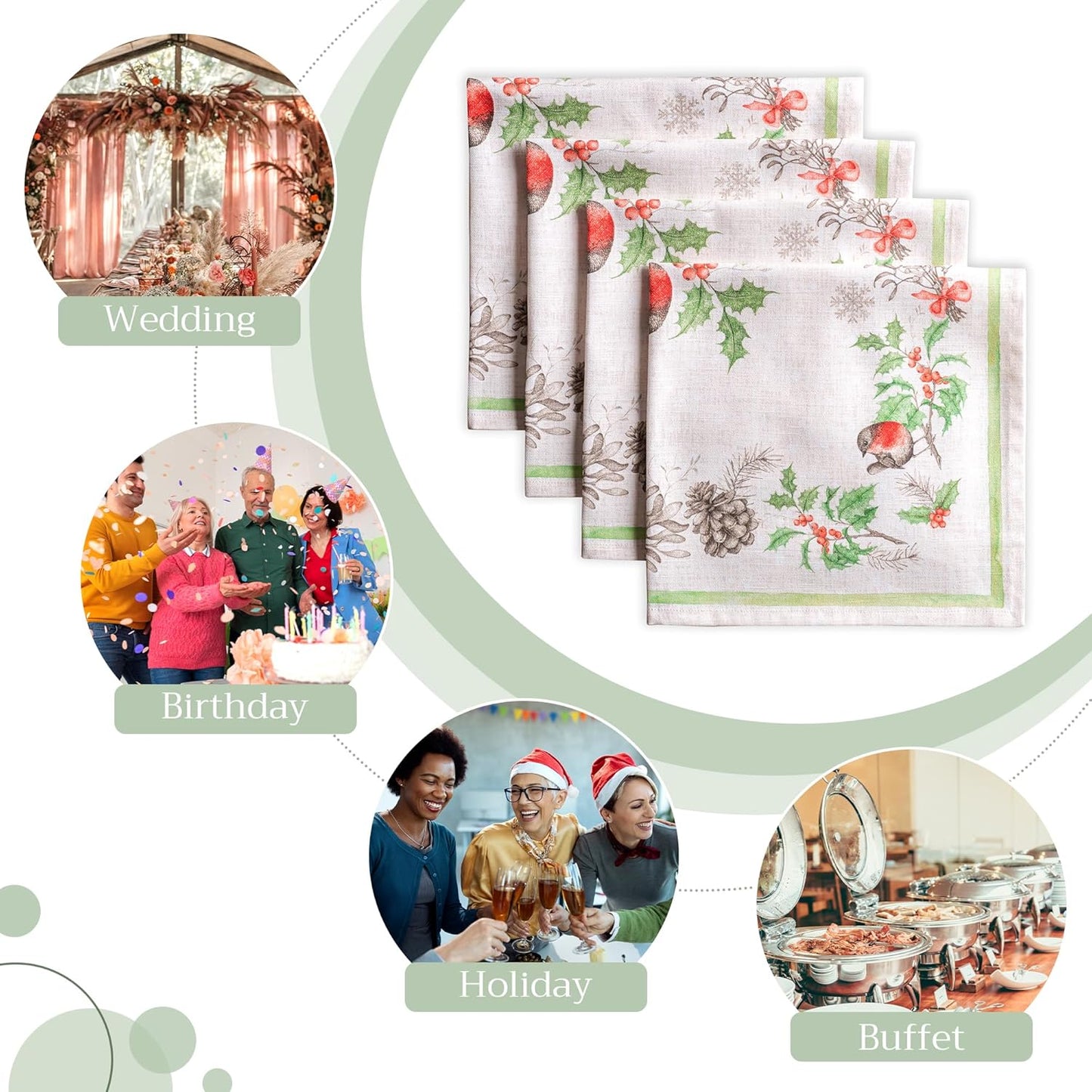 4er-Set Stoffservietten für Weihnachten, 19 - Christmas Dew