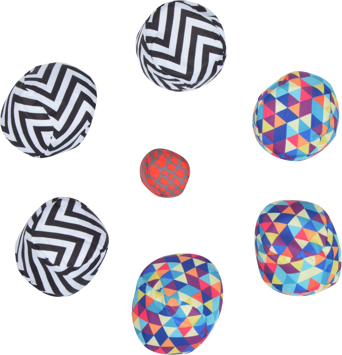 Soft-Boule Set mit Tragetasche, Triangle/Ziczac - Colorful/Black-and-white