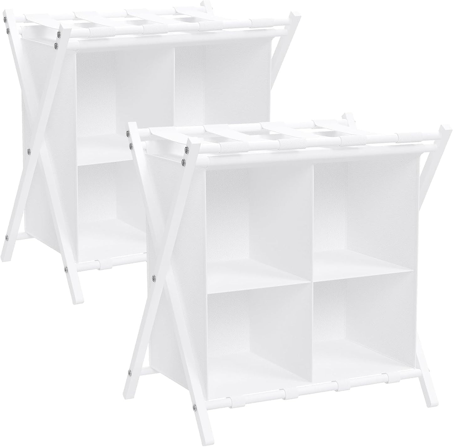 2er-Set Klappbare Kofferständer mit Ablagefächern, Weiß-2pcs