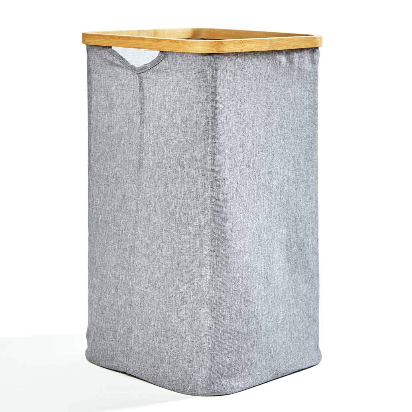 Faltbarer Wäschesammler mit Bambusring (50x32cm, 50L), Grau Faltbarer Wäschekorb