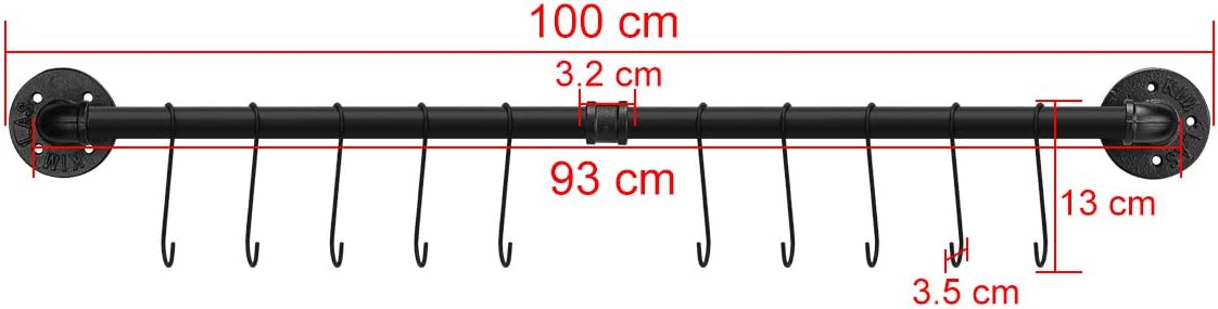 Hakenleiste mit 16 Haken, 100 cm