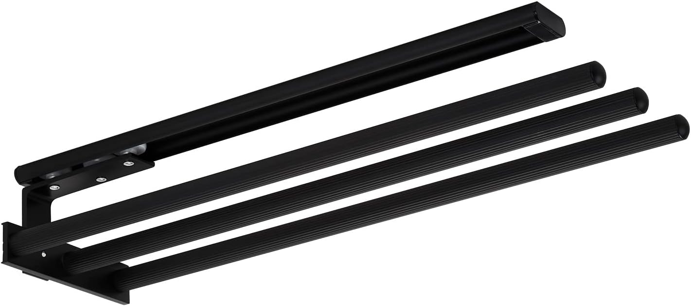 Teleskop-Handtuchstange, Schwarz Matt 3-armig 450 - 730 mm