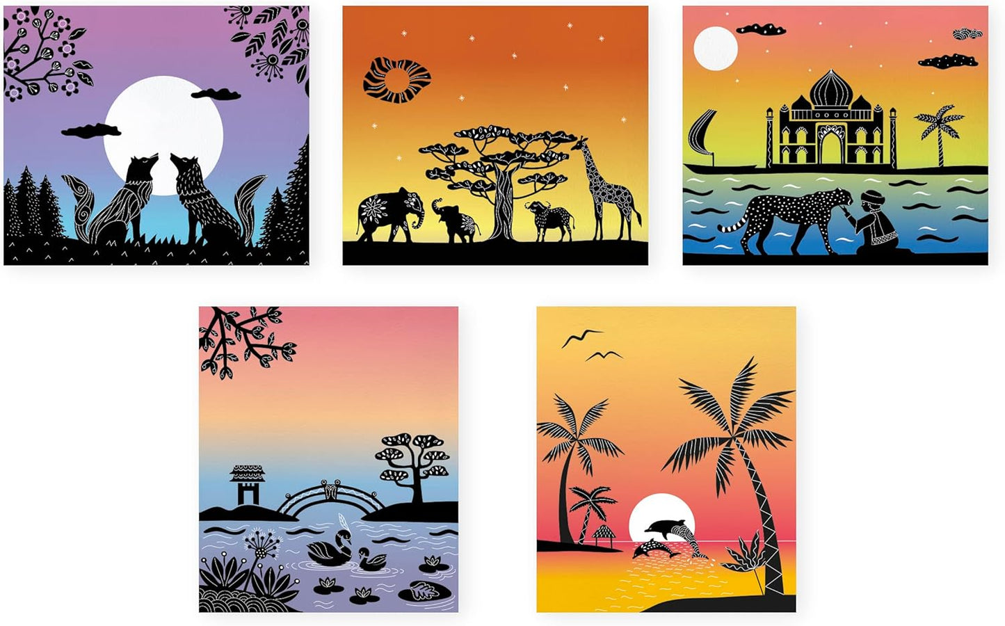 Sunset Lover Aquarell- und Schablonenmalset für Kinder, Sunset Lover