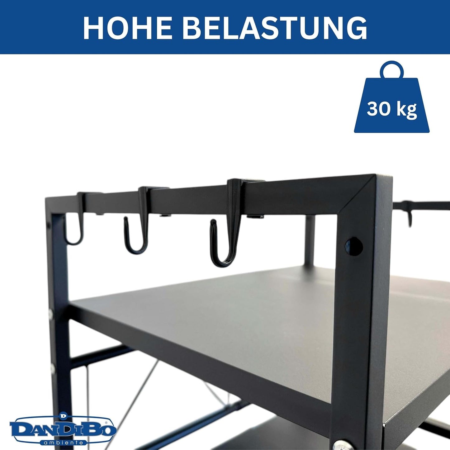 Verstellbares Mikrowellenregal 3-stufig, Schwarz 3 Stufig / Höhe 78 cm