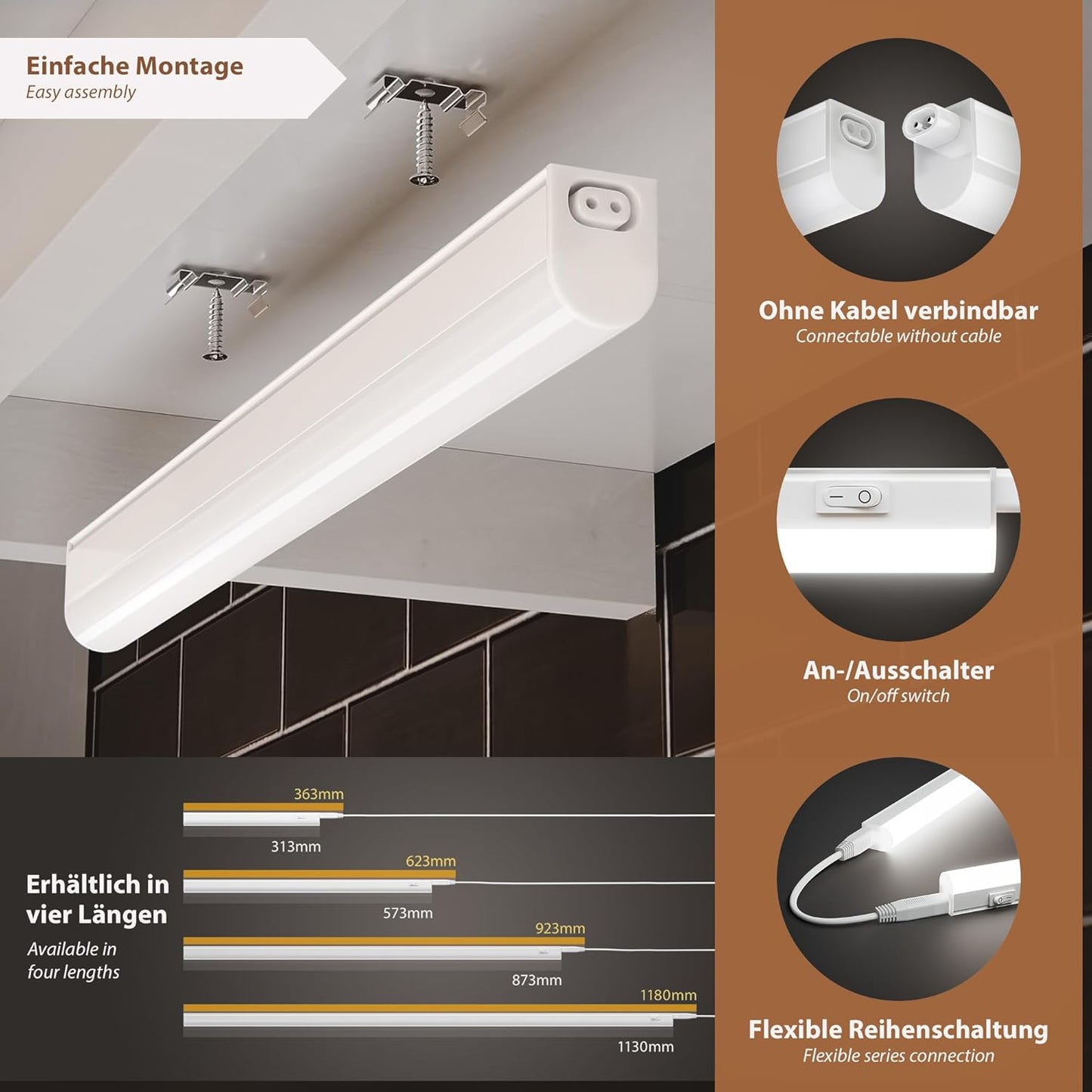2er-Set LED-Unterbauleuchten, 2er Set 31,3cm / 445lm