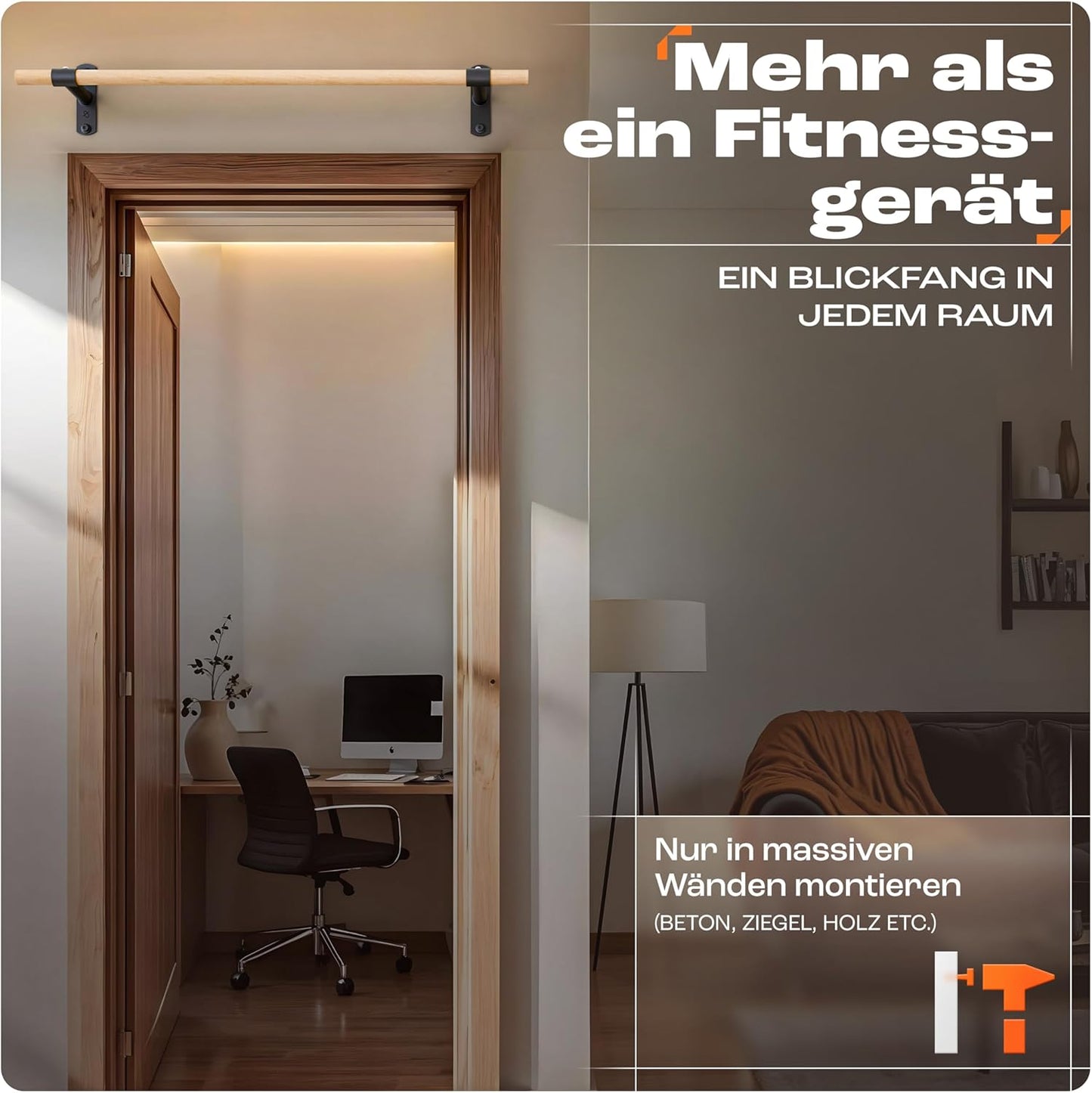 Klimmzugstange zur Wandmontage, holz