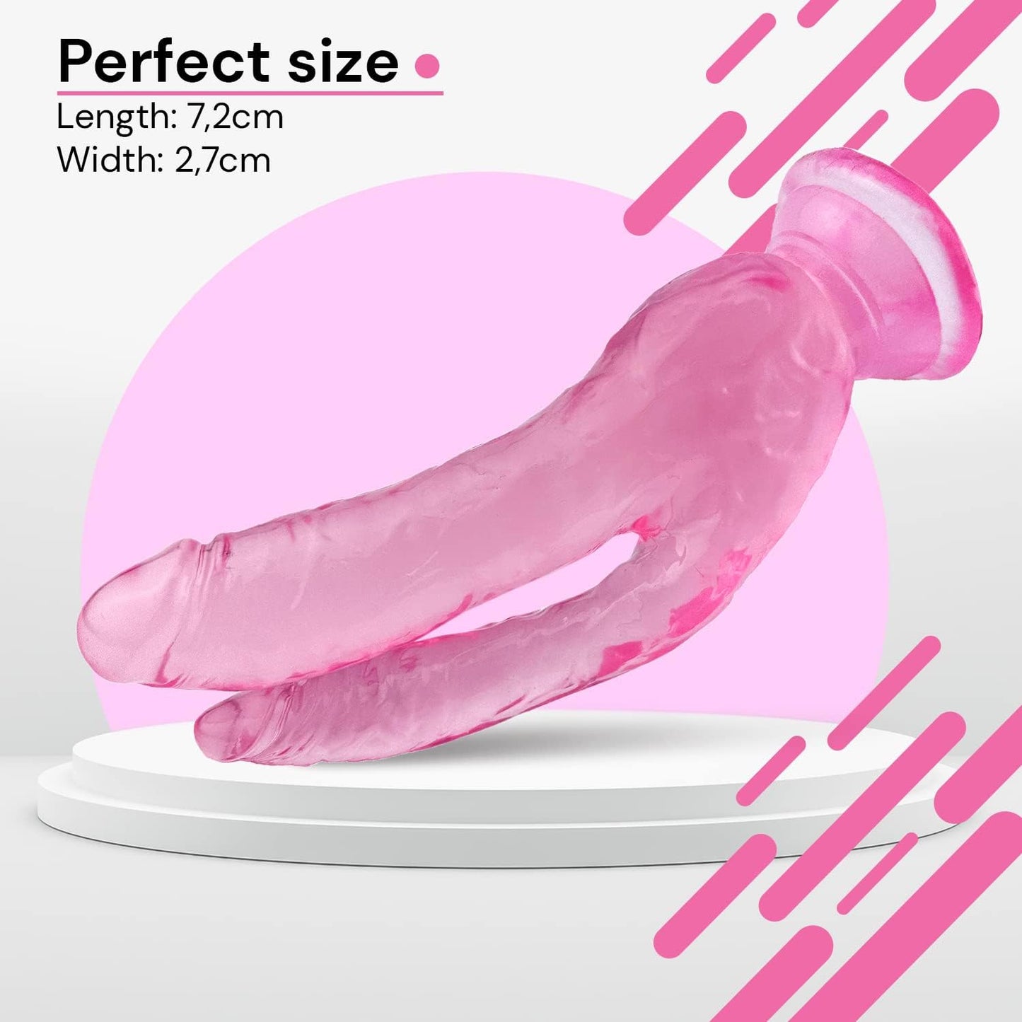 Doppeldildo mit Saugnapf, Rosa