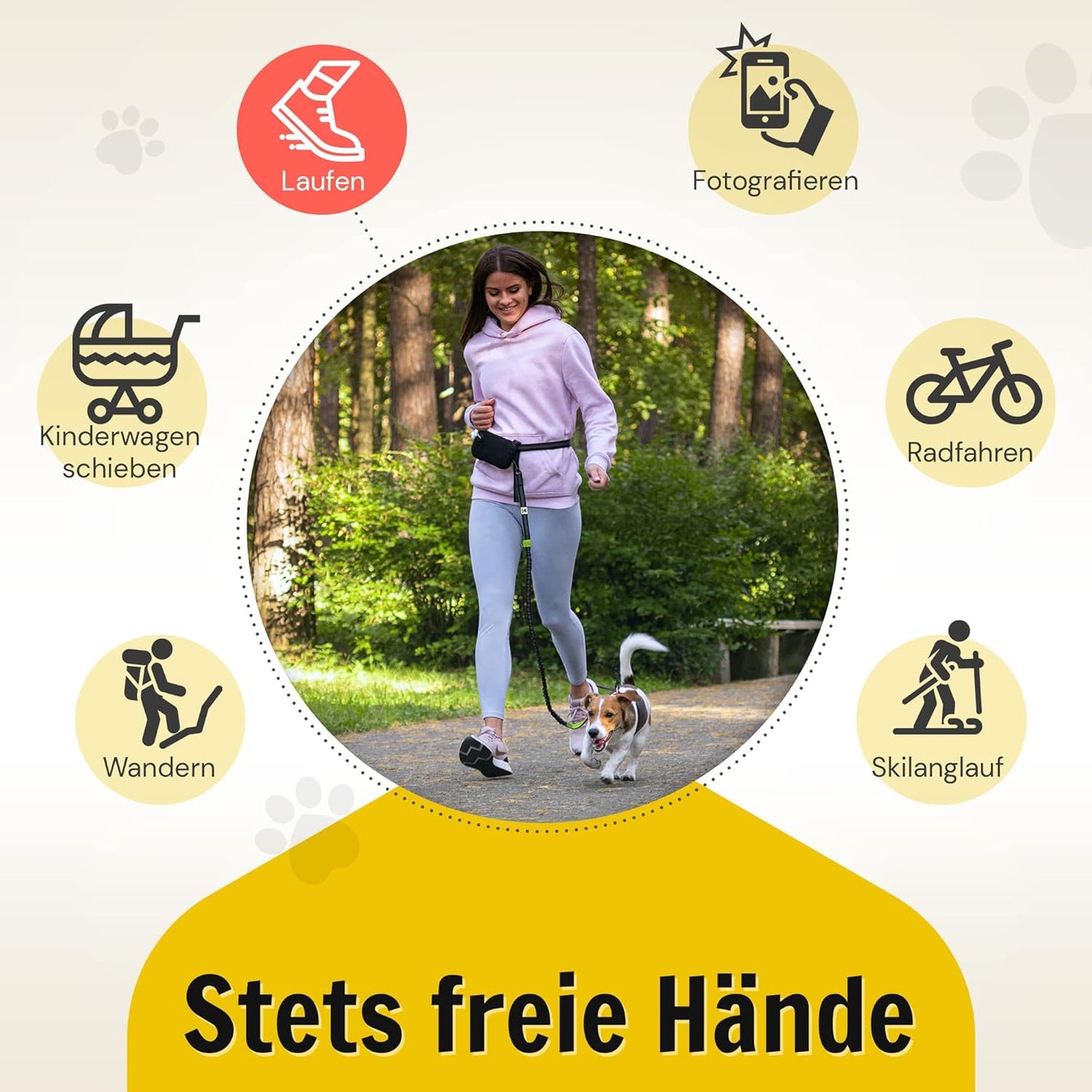 Elastische Joggingleine mit Bauchgurt