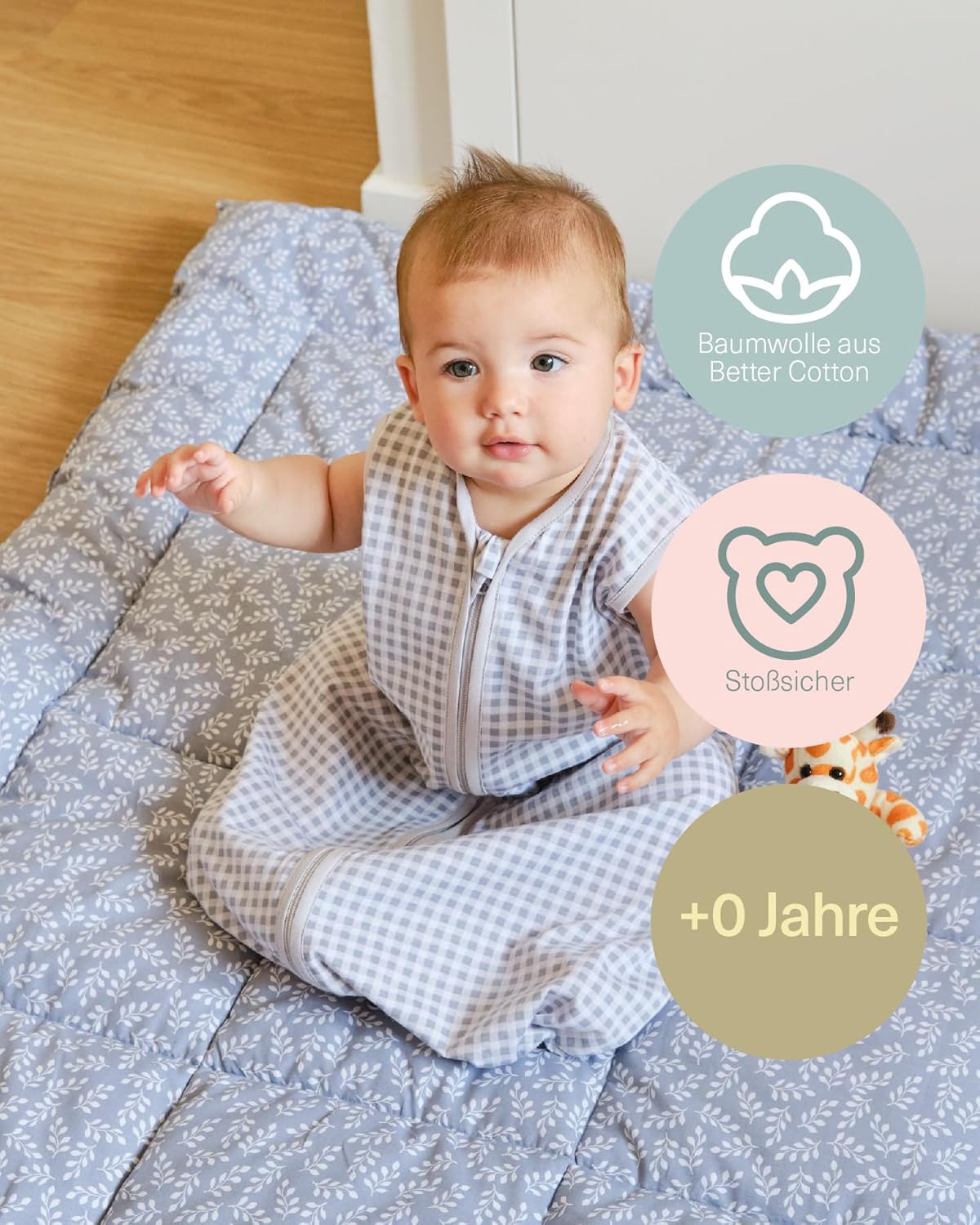Krabbeldecke für Babys (120x120 cm, Baumwolle), Blue Garden 120x120 (Quadratisch)